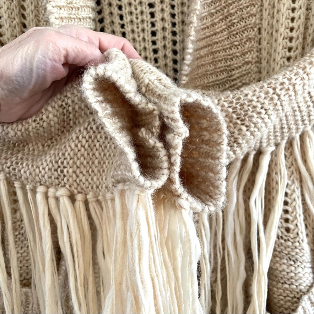 SPELL & The Gypsy Cozy Corner Cardigan Fringe Sleeve Open Front Boho Beachy S/M - Picture 8 of 16